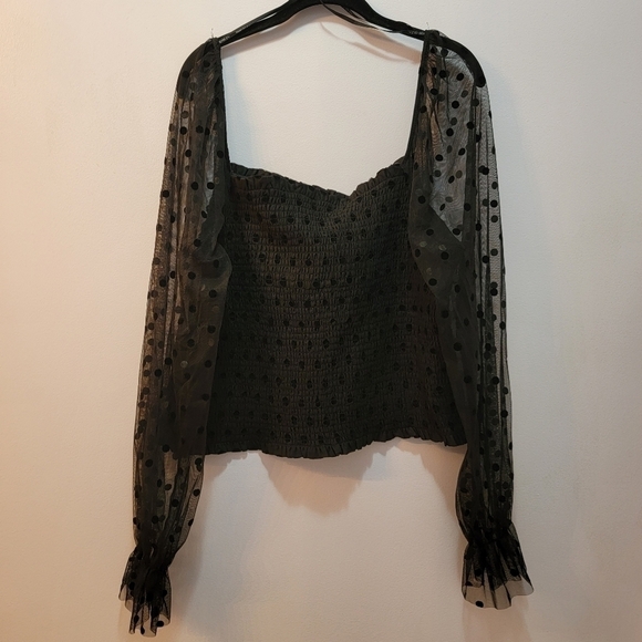 NWT Forever 21 Black on Black Polka Dot Shirt Size 3XL - Picture 2 of 3